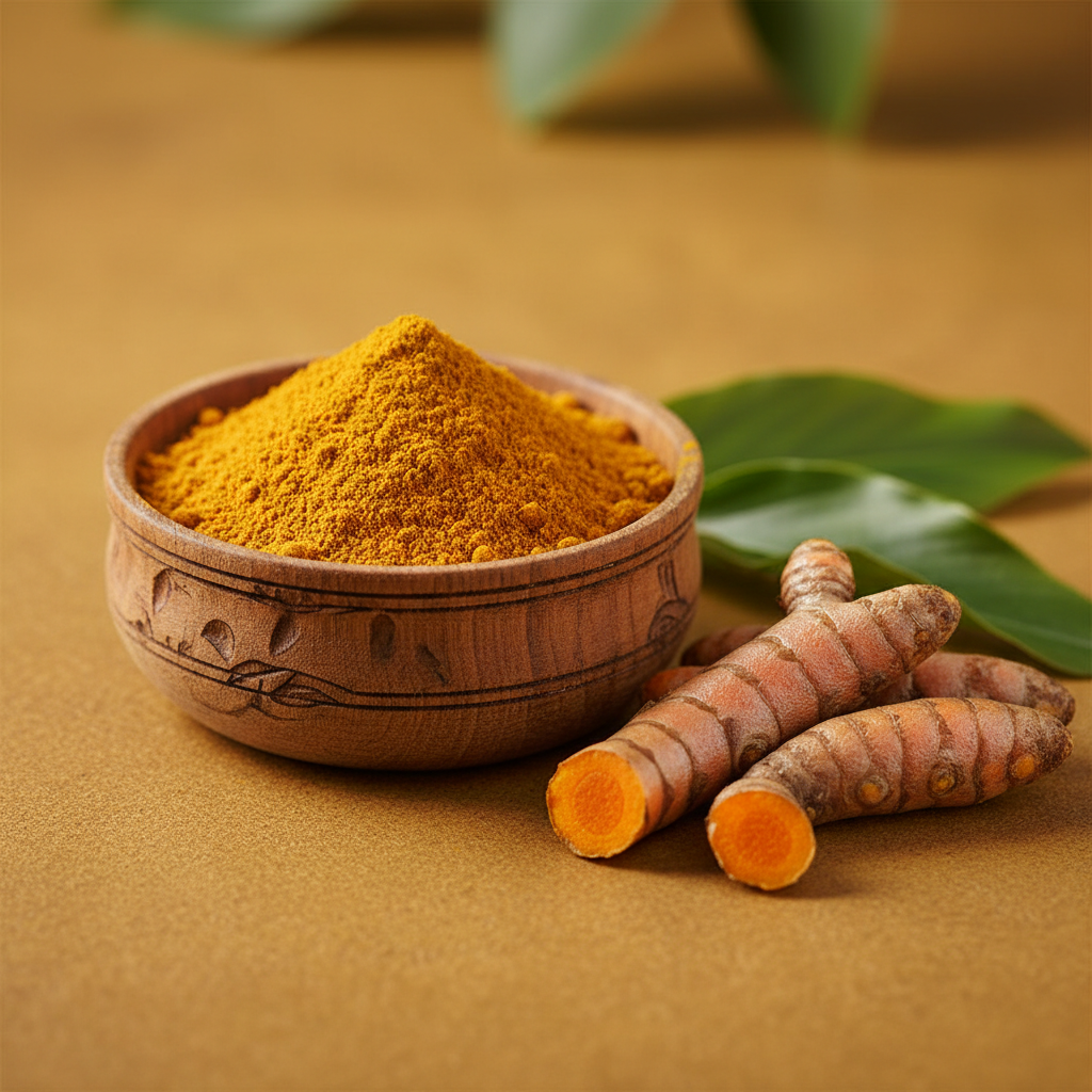 Organic turmeric powder with fresh turmeric root
